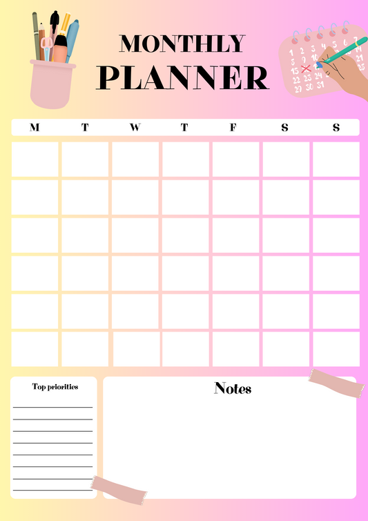 Monthly Planner English