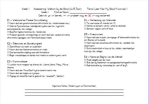 4–5 Jaar Kwartaal 1 – ELDA-belynde Voorskoolse Pakket (2026)