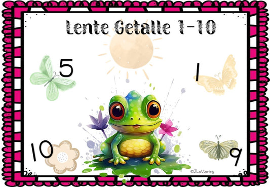 Getalle 1-10 (Lente Tema) Afrikaans