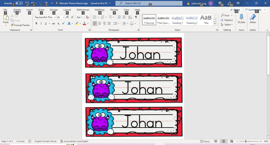 Monster name tags (editable)
