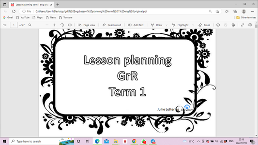 grR Lesson planning Term 1 English