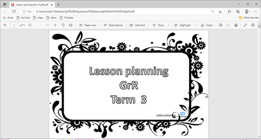 grR Lesson planning term 3 English
