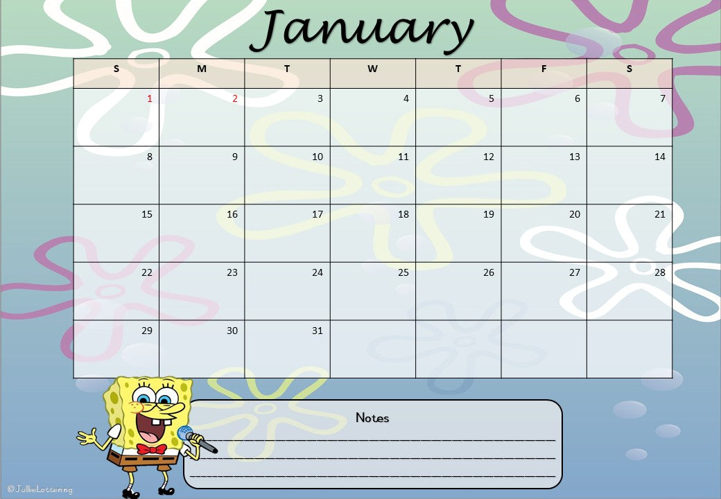 SpongeBob Teachers Calendar 2023 English A4 - size