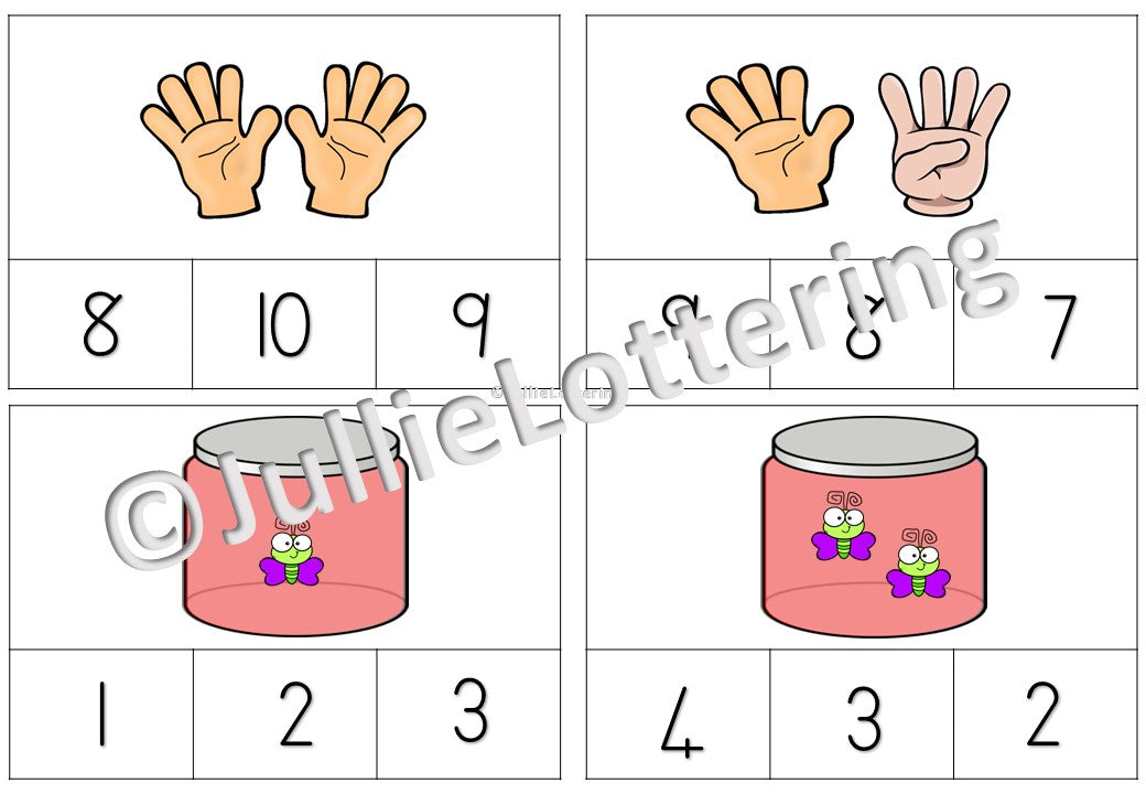 Numbers 1-10 Clip cards English and AFrikaans