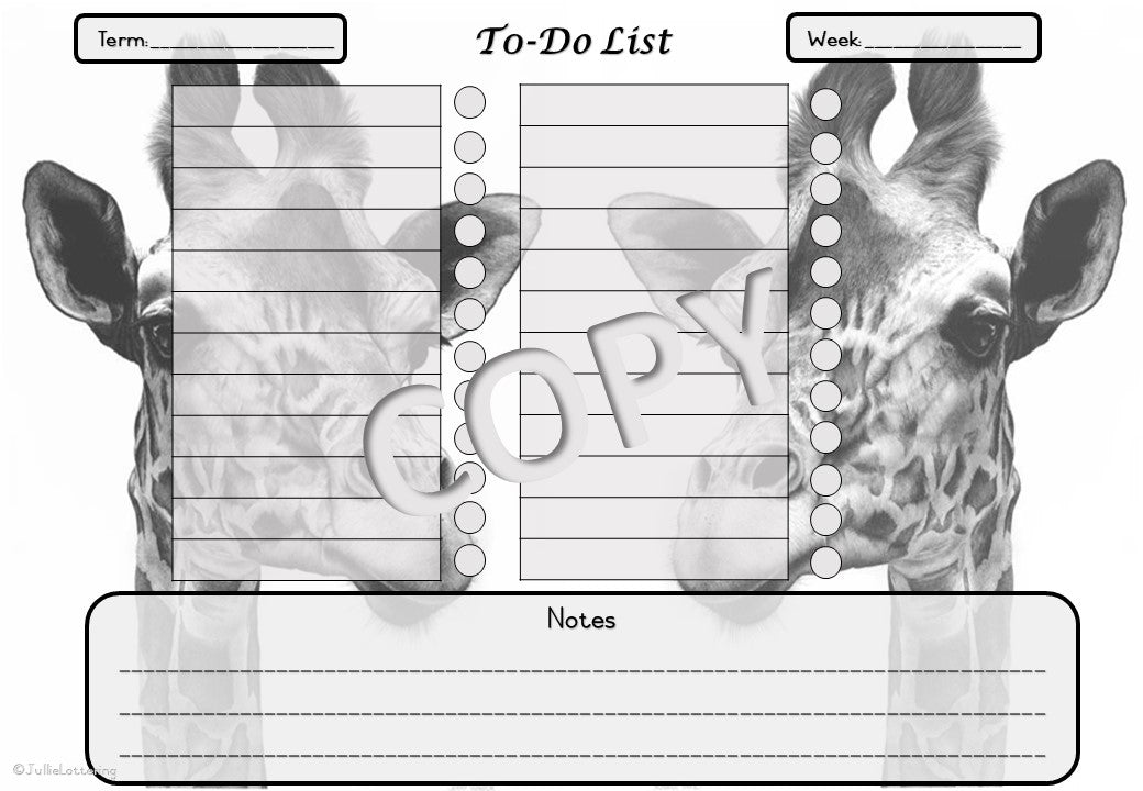 Teachers Planner Giraffes Theme English