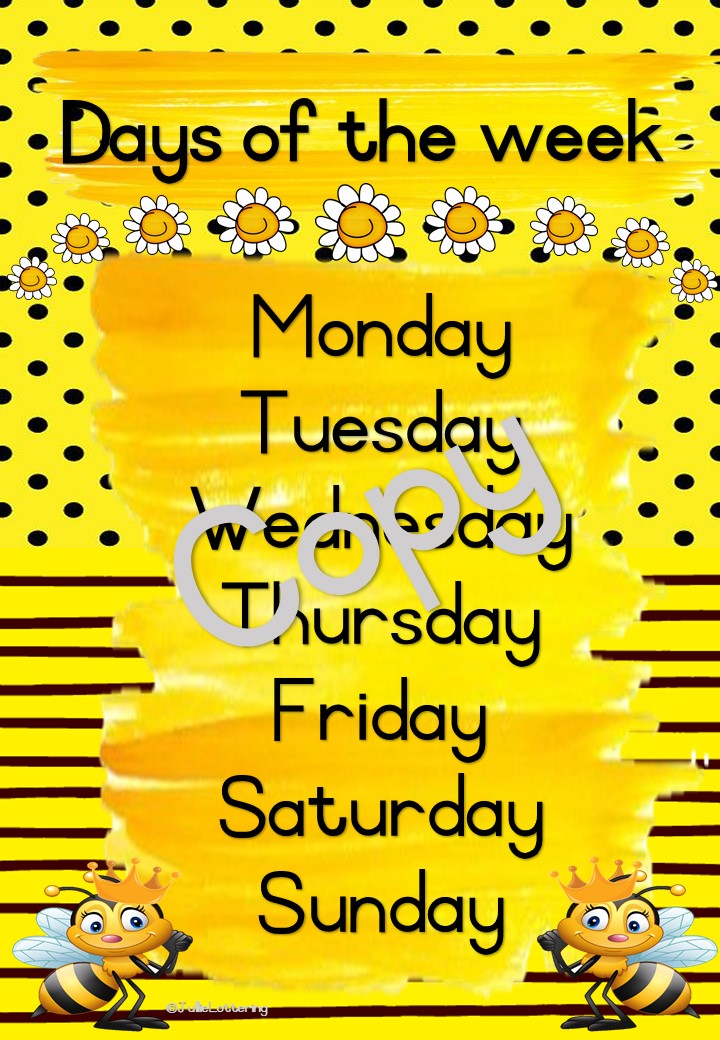 Days of the week - Bee theme