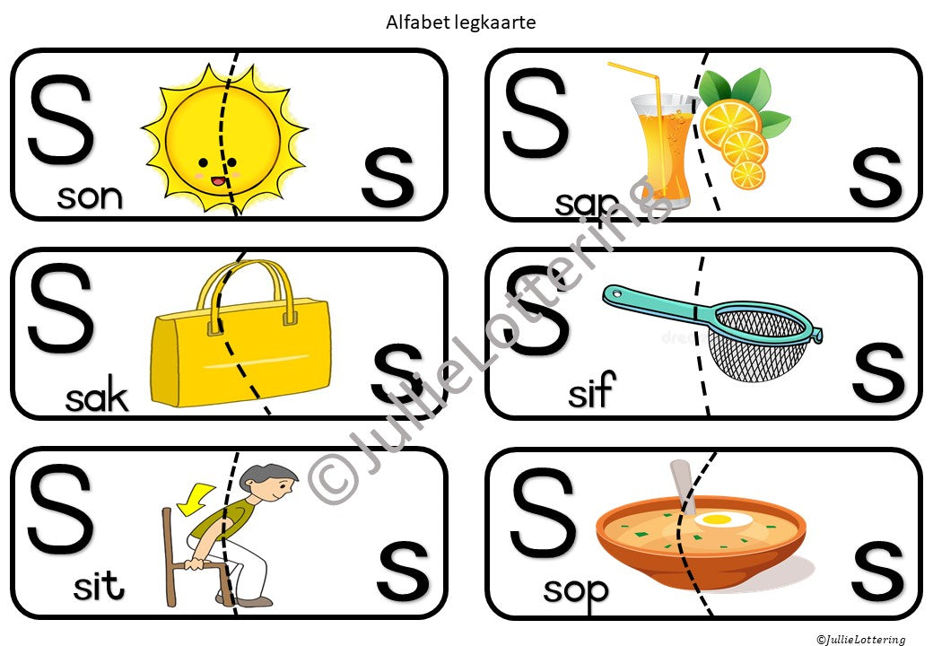 Alphabet letter S - puzzle/legkaarte Afrikaans and English