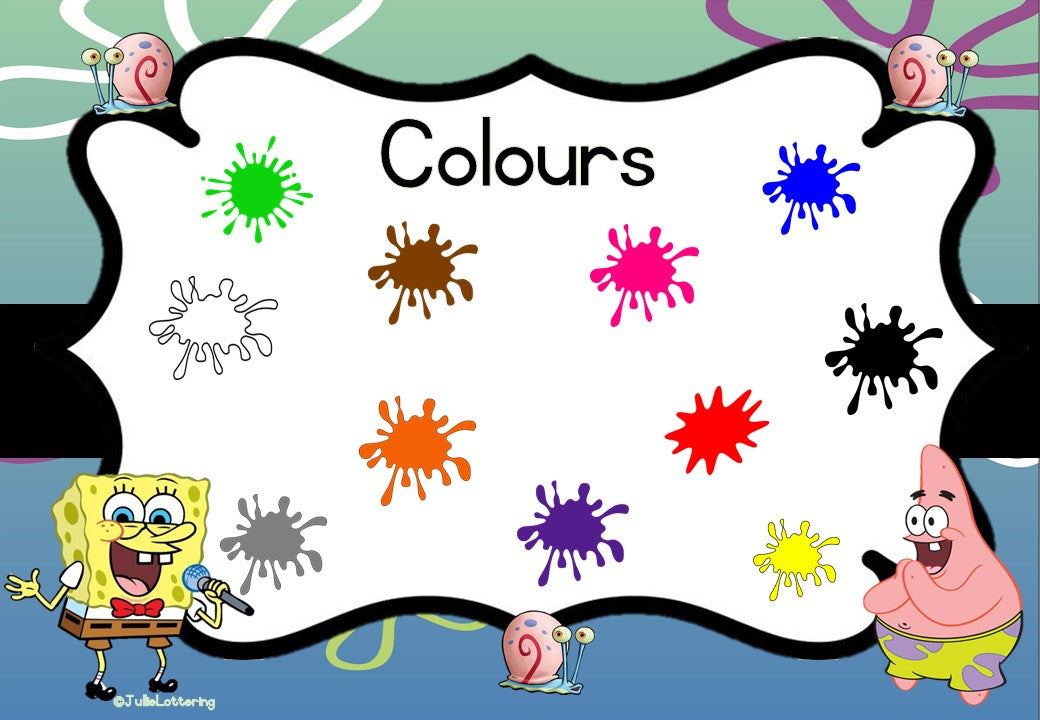 Colours Poster - SpongeBob A4 – KleuterKreatief