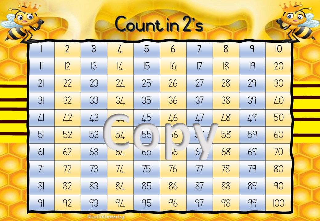 Count in 2,5, 10's and odd numbers Bee theme English