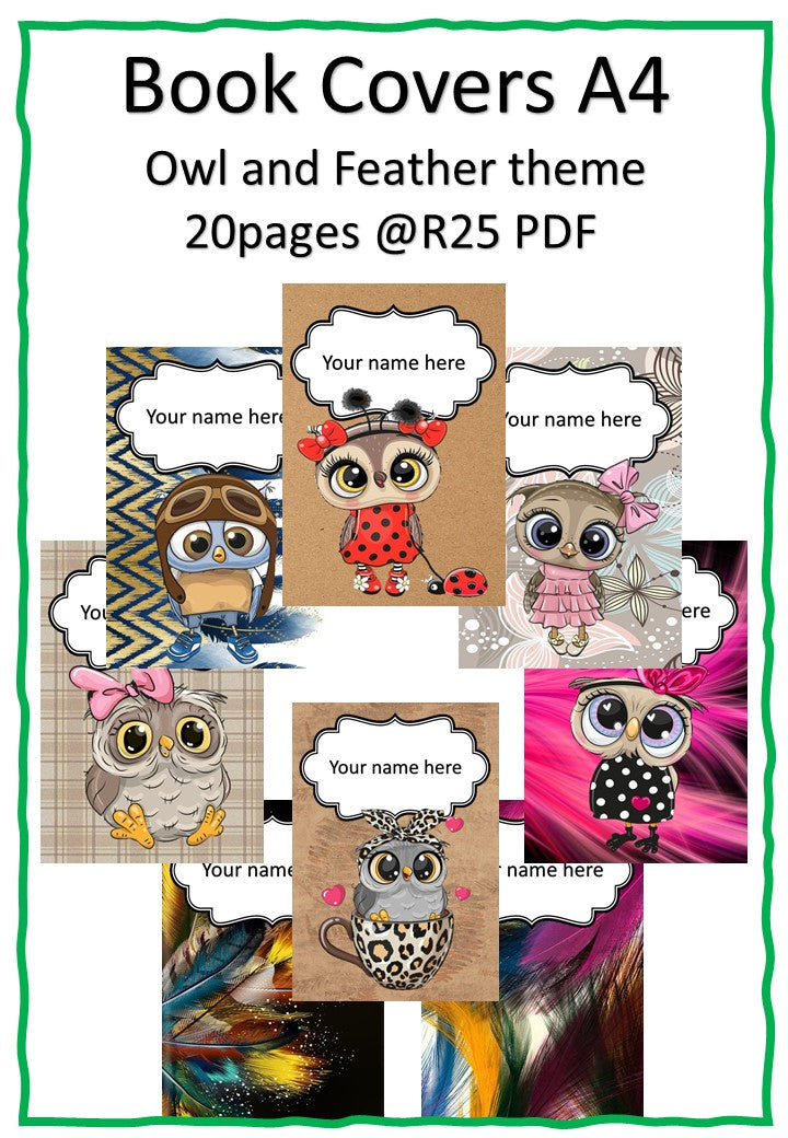 Owls and Feathers Book Covers A4 - PDF