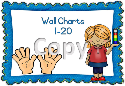 Numbers 1-20 wallcharts and number lines English