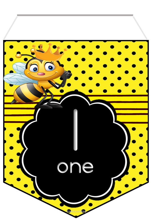 Bee Numbers 1-20 Flags English