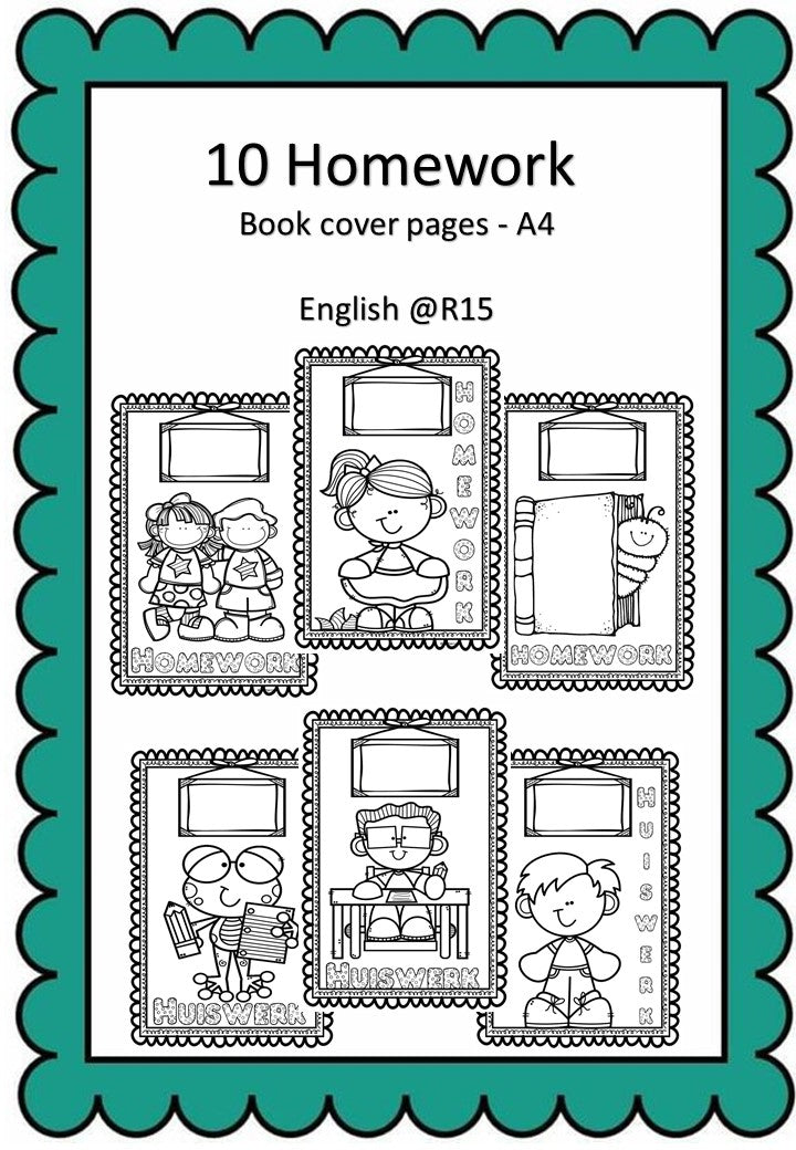 Homework book cover pages - A4 size