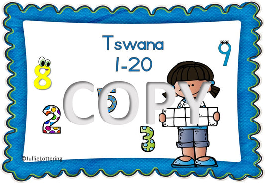 Playdough number sense cards 1-20 Tswana