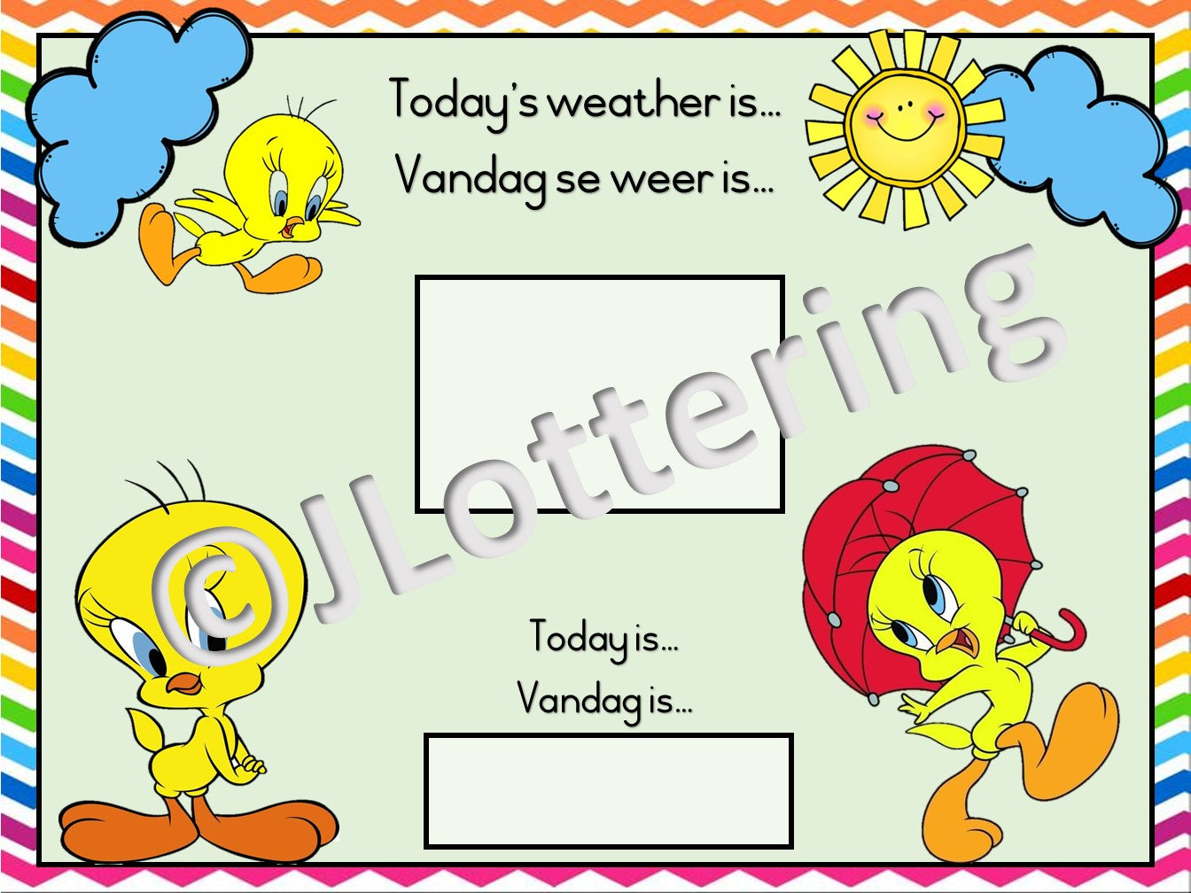 Weerkaart (tweetalig) Tweety