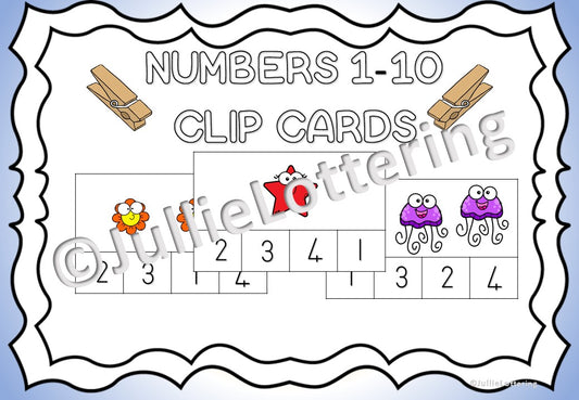 Numbers 1-10 Clip cards English and AFrikaans