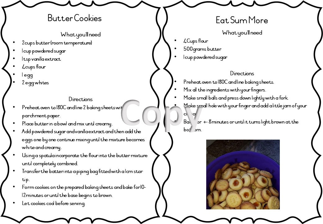 Make and Bake English Booklet