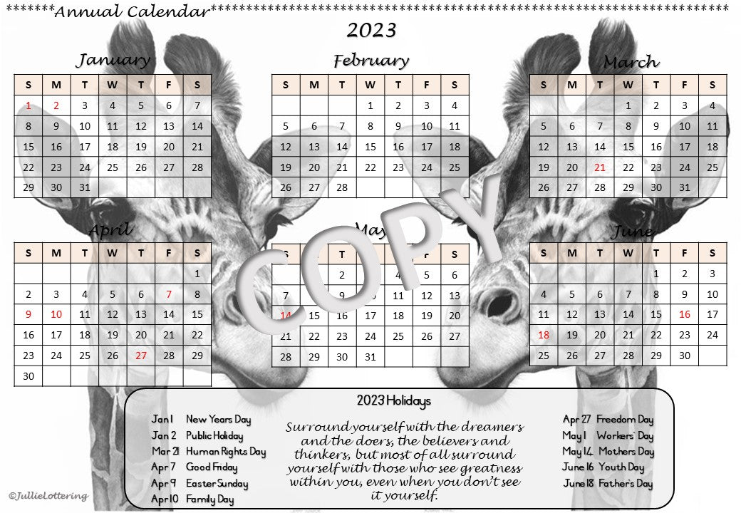 Teachers Planner Giraffes Theme English