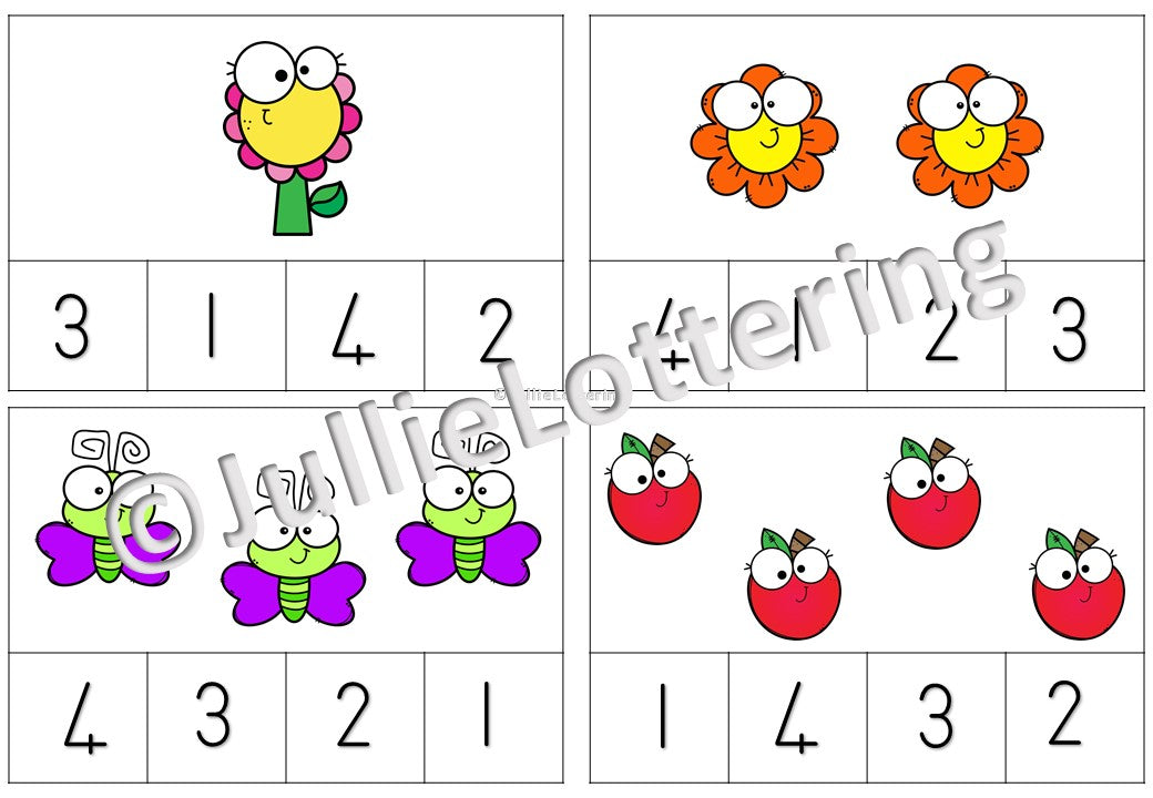 Numbers 1-10 Clip cards English and AFrikaans