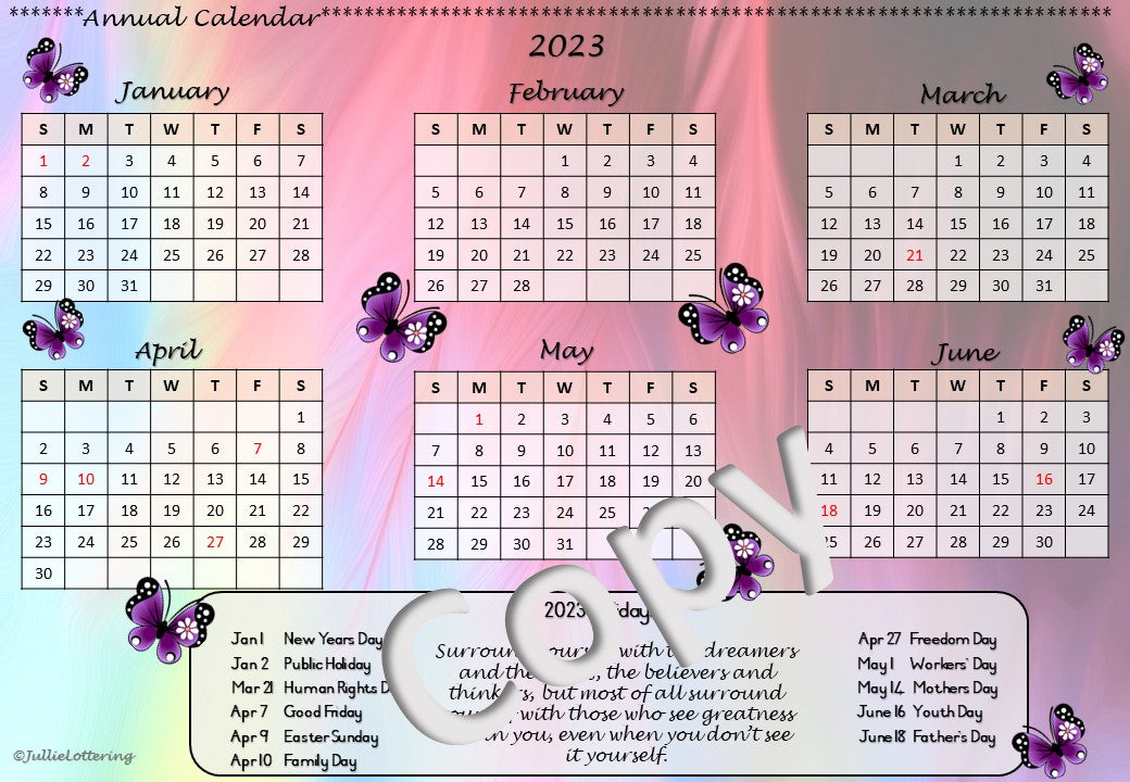 2023 Teachers Planner Butterfly Theme English