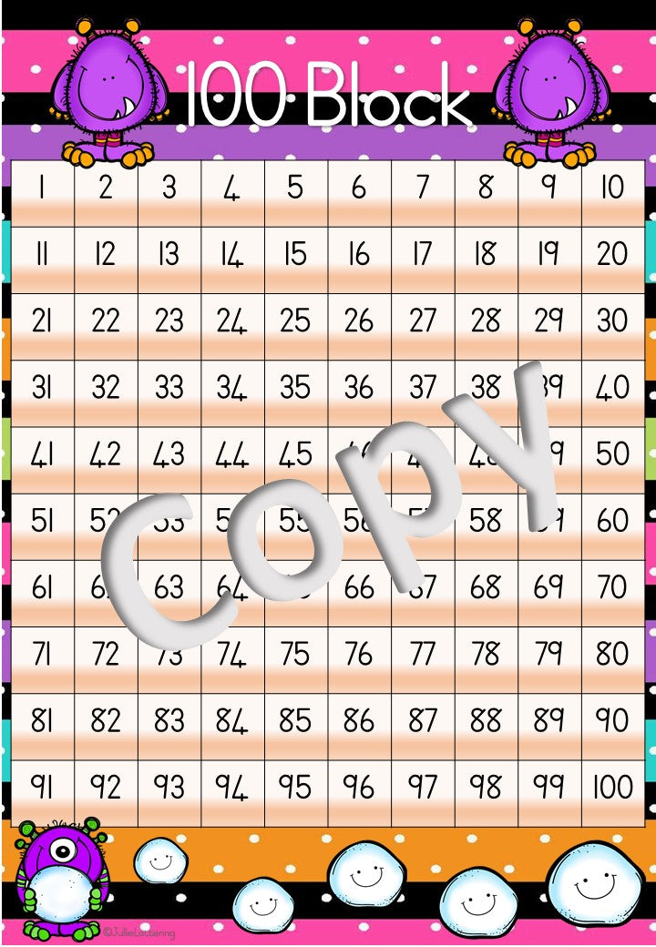 100 Block Monster Theme Afr and Eng (A4)