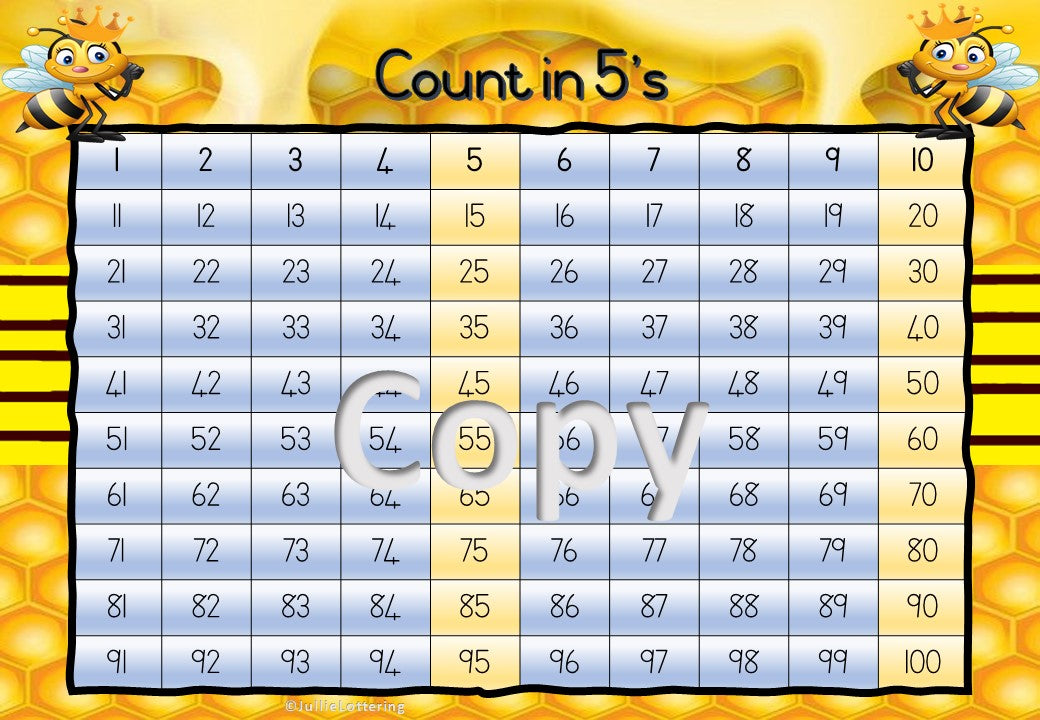 Count in 2,5, 10's and odd numbers Bee theme English