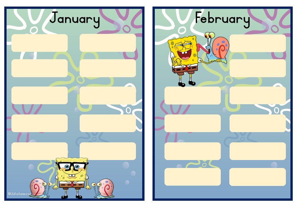 Birthday Calendar - SpongeBob English