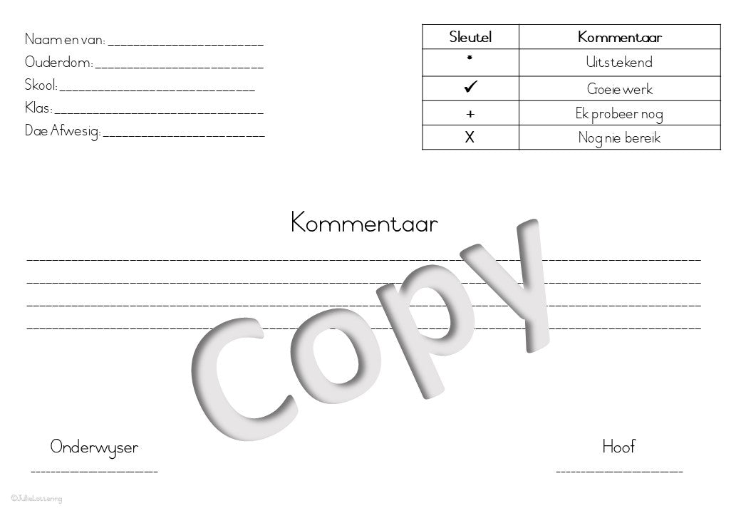 1-2jaar Rapport Afrikaans (KWartaal 3)