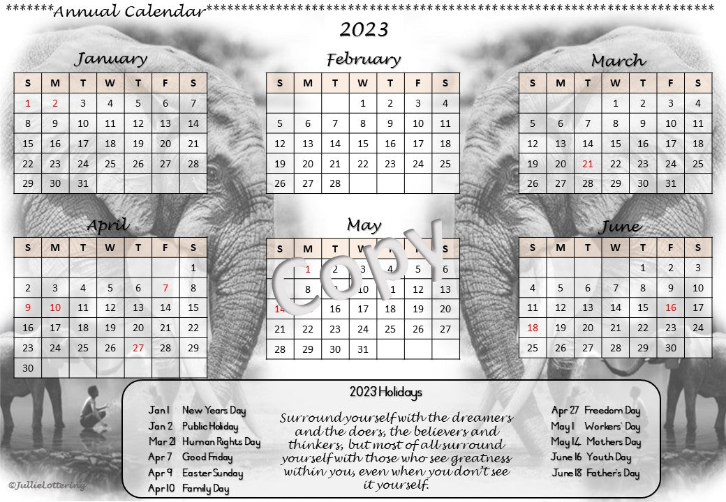 2023 Teachers Planner Elephant Theme English