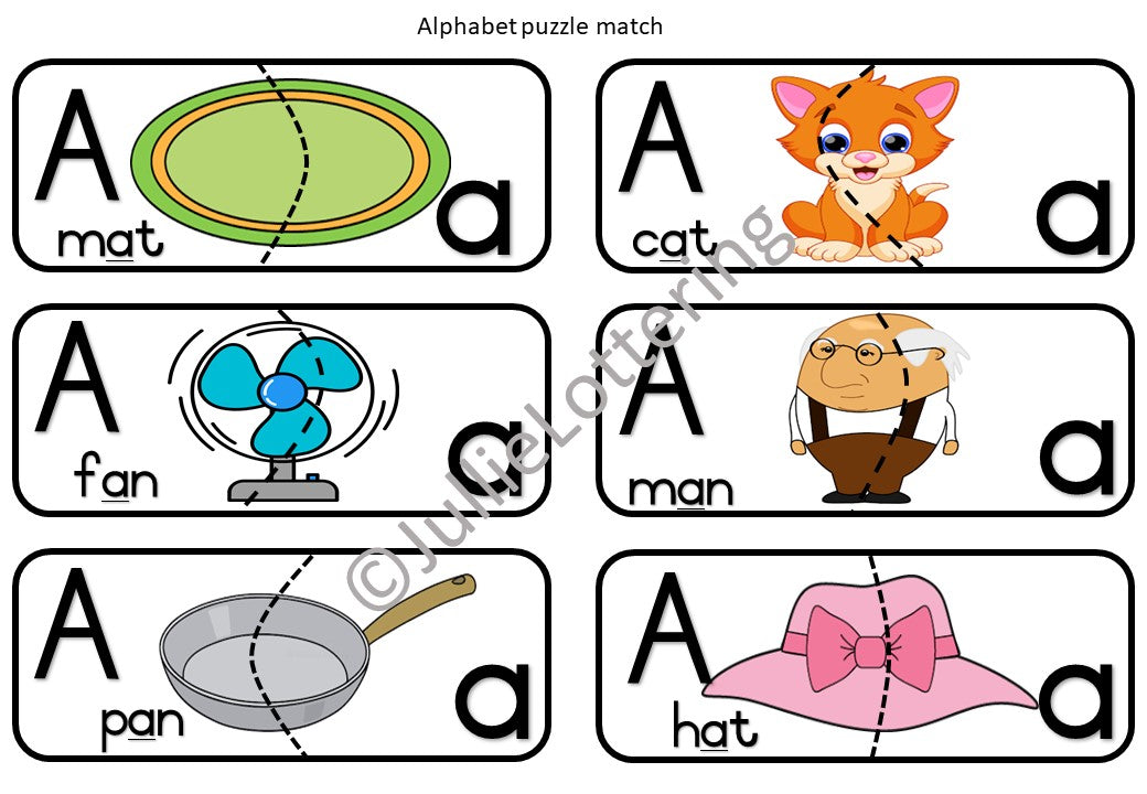 Alphabet letter a- puzzles/legkaart Afrikaans and ENglish