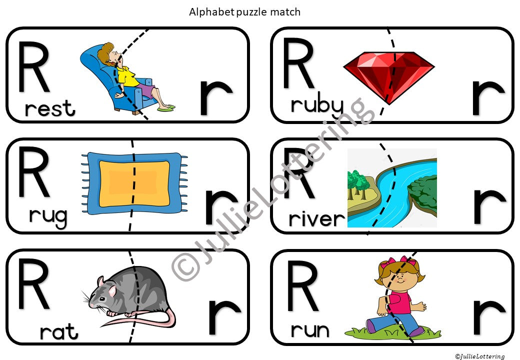 Alphabet letter R-Puzzles Afrikaans and ENglish