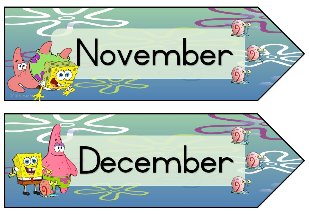 Months of the year décor - SpongeBob theme